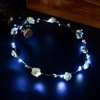 LED gėlių galvos juosta Lengva, šviesi, šviečianti gėlių girlianda galvos juosta, moteriška, mergaičių galvos apdangalai, galvos apdangalai, plaukų priedai pieno baltumo spalva