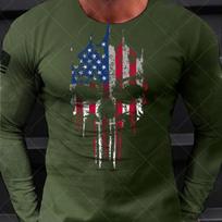 Men's Long sleeve T shirt for men 3D Print Military Patriotic Skull T Shirt Tops Autumn Oversized  Sportswear Men Clothing Tees S