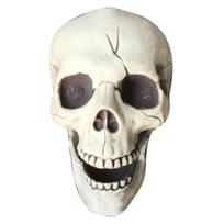 Baisus plastikinis atviro burnos kaukolės skeletas, namo su vaiduokliais dekoras, Helovino rekvizitas
