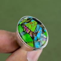 Fiesta Kingman Turquoise Ring 925 Sterling Silver Ring Handmade Original Gemstone Jewelry Multi Copper Turquoise Ring Available In Ring Size 6 US
