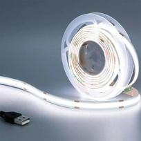 DC5V COB LED juosta su USB maitinimo šaltiniu 320 LED/m didelio tankio lankstus apšvietimas 3000K/4000K/6000K vidaus LED juosta TV apšvietimui 0.5m šalta balta spalva