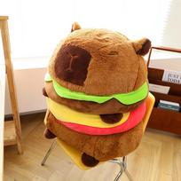 Kapibara Burgeris Kapibaros Gimtadienio Kepuraitė Burgerio Kuprinė Mielas Negražus Pliušinis Žaislas Pagalvė Lėlė 27cm（0.3kg） tamsiai ruda spalva