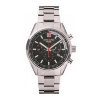 Swiss Alpine Military Pegasus Chronograph Stainless Steel Black Dial Quartz 7086.9137 100M Men's Watch juoda