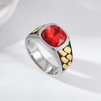 A3508 Men's/Women Trend High Quality 316LStainless Steel Multiple Colors Zircon Style Onyx Golden Rings Jewelry 8 raudona