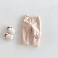 Baby Girls' 2025 Winter Fleece Leggings with Pom-Pom Appliqué - Super Cute and Cozy 110 cm