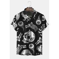 Nauji havajietiški marškiniai vyrams Kaukolė 3D spausdinti paplūdimio marškiniai trumparankoviai su sagomis laisvalaikio vyriški marškiniai su kaukolėmis didelio dydžio Camisa S