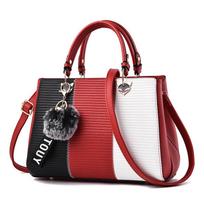 Moterų rankinė Naujas Mados Plaukų Kamuoliuko Pakabukas Kontrastingos Spalvos Moteriška Rankinė Trend Visas Rungtynes Retro PU Messenger Bag Pečių Krepšys Piniginė 28X19X14X13CM