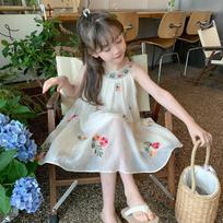 Girls Dress Gauze Skirt Summer Dress 2026 New Style Girl Vest Dress Summer Gauze Skirt Children Princess Dress 90cm balta