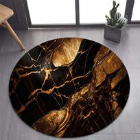 Baltas auksas Marmuras Apvalus kilimas Neslystantis Draugiškas gyvūnams Kilimas Miegamajam Svetainei Modernus Namų Dekoras Diameter 90cm(35in)