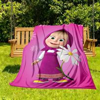 1pc Masha and the Bear Outdoor Blanket Lightweight Flannel, Soft & Warm, All-Season Use for Sofa, Outdoor, Living Room, Office, Chair008 130cmx150cm