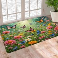 Pavasarinis gėlių drugelių ramunėlių neslystantis grindų kilimėlis skalbiamas dekoratyvinis kilimas įėjimui svetainei miegamajam namų dekoravimui 40x60cm gray