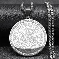 Cool Seven Angels Magic Cube Circular Plate Men's Stainless Steel Pendant Necklace sidabras