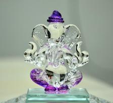 TreegoArt Crystal Glass Ganesha Idol Ganesha Statue Figurine Decorative Showpiece for Home Decor- 2.5 Inches įvairiaspalvis