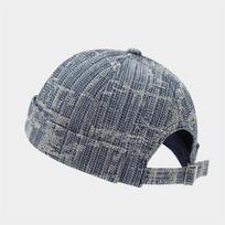 LDSLYJR Four Seasons Cotton Print Docker Cap Brimless Hat Beanie Hats Landlord Sailor Cap Men and Women 221 56-60cm Wear mėlyna