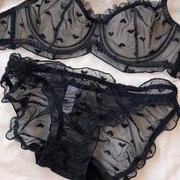 French sexy underwear women's love embroidery lace soft steel ring gathered to look thin breathable cup bra cover s size [32/70 ab]