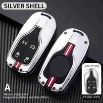 Metalinis automobilio rakto dangtelis Dėklas Korpusas Maserati Levante Ghibli Quattroporte Gt Granturismo Grancabrio Raktų pakabuko Aksesuarai gray