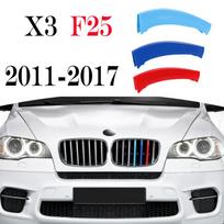 3 vnt. Automobilio grotelių apdailos juostelė, skirta BMW X3 E83 F25 G01 2003 2004 2005 2006 2007-2020 Sportinių grotelių juostelės spaustukas Performance M black