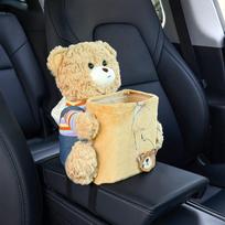 2 in 1 Cute Bear Car Tissue Box & Garbage Bin Easy Clean Creative Armrest Storage for Vehicle Organizer A2