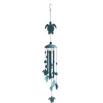 Vintage Iron Wind Chime Hanging Decoration with Turtle and Leaf Elements for Indoor Outdoor Garden Patio Home One Size