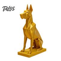 Geometric Doberman Figurine 3D Printed Figurine, Golden Dog Decorative Sculpture, Modern Animal Shape Decor Statue for Home Office Desk, Gift Lovers auksinė
