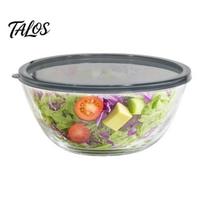 Maisto indas Stiklinis dubuo su dangčiu, Atsparus karščiui 4500 ml talpos indas, Kepimo krosnelėje ir dideliems vakarėliams Dangtelis Indaplovėje plaunamas Maišymo dubuo, Salotų laikymui pilka