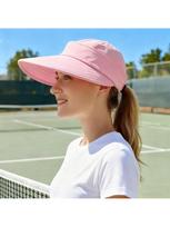 Womens Sun Hat, 2 In 1 Zip-Off Sun Protection Visor Beach Hat For Women, Packable Golf Hat rožinė