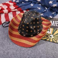 Outdoor New Classic American Flag Western Cowboy Hats Summer Women Sun Blocking Travel Cap Men Wide Brim Beach Party Fishing Hat 56CM-59CM