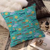 Sardines Swimming Art Pillow Gift Home Office Decoration Bedroom Sofa Car Cushion Cover Case 45X45 Peach skin 18*18(CM)-1Pcs