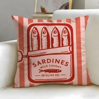 Classic Food Sardine Cushion Cover Soft & Easy-Wash Pillow Case – Versatile For Couch, Bed, Travel And Office Peach skin 18*18(CM)-1Pcs