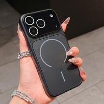 Magnetic For Magsafe Case For iPhone 17 16 Pro Max 15 14 13 Luxury Lens Protector Film Leather Texture Soft Silicone Phone Cover Case iPhone17 juoda