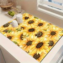 1Pcs Rubber Drying Mat With Colorful  Print For Coffee Shop Restaurant Kitchen Carpet Tableware Durable Diatom Mud Table Mat Pet Mat Coffeeware 30*40cm