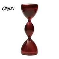 Segmented Timing Hourglass 3-Tier Colorful Glass Timer, Borosilicate Ornament with Amber Wine Red Gradient, Fine Sand Control Smooth Even Flow, Modern A brown