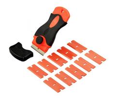 100pcs Plastic Razor Scraper Blades with Chisel Edge Remove Decals Stickers Adhesive Clean Glass Mirror Ceramic Glue oranžinė