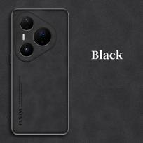 For Huawei Pura 80 Pro+ / 80 Pro Case PU Leather Skin Shockproof Hard Back Cover Case Silicone Bumper Opp Bag&For Huawei Pura 80 Pro+ 5G 6.8" juoda