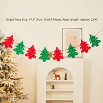 Felt Christmas Banner Elk Design Santa Design Felt Christmas Banner Hanging Ornament Red Green Party Banner Family Party