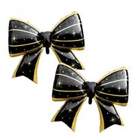 2-Pack Black and Gold Star Dot Bow Aluminum Foil Balloons, Suitable for Birthday Parties, Halloween, Engagement Weddings, Bachelor Parti Other