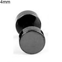 Vyriški šaunūs punk apvalūs juodi nerūdijančio plieno auskarai, veriantys auskarus, 3–14 mm 4 mm juoda