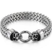 Nerūdijančio plieno tinklelio rankinė kaukolės apyrankė Vyro rokenrolo metalinė apyrankė Bangle Link Grandinė Vyriški vakarėlio papuošalai Geriausi draugai 22cm