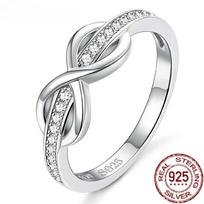 925 Sterlingo sidabro žiedai moterims CZ Infinity Simbolis Endless Forever Eternity Vestuvinis žiedas merginoms 6&925 sterling silver