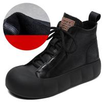Johnature Retro tikros odos trumpi batai storu padu Martin Boots plokščiapadžiai moteriški batai 35 juoda
