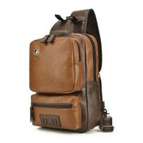 Men's PU Fashion Chest Bag Shoulder Bag Messenger Bag Large Capacity Casual Bag None juoda