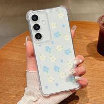 Skaidrus dėklas Samsung Galaxy S25 Edge S24 S25 S23 Ultra S22 Plus S24 FE A56 A16 A55 A54 A15 A36 telefonui, spalvinga gėlė, TPU telefono dangtelis Galaxy S22 5G