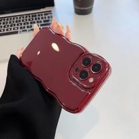 Burgundy Suitable for IPhone 15 IPhone Case 17promax Solid Color Air Cushion 13 Silicone 16 Wave 11 Soft 17promax