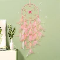 Dream Catcher Elegant Hand-woven Pink Feathers Wind Chimes Wall Pendant Bedroom Hanging Ornaments Birthday Gifts Home Decoration