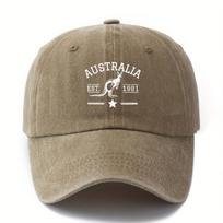 AUSTRALIJA   kengūros beisbolo kepuraitė | Vintažinė skalauta trucker kepurė, unisex kelionėms, stovyklavimui ir lauko veiklai Adjustable brown