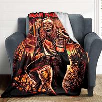 1 vnt. Iron Maiden grupės atributika flanelinis pledas [Jaukus pledas] Sofai, lovai, kelionėms, stovyklavimui, svetainei, biurui, sofai, kėdei ir lovai 80x120cm black