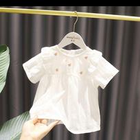 Baby Girl Princess Dress New Children's Summer Dress Girl's Skirt Small Fresh and Versatile Small Flower Doll Shirt Trendy 80 balta