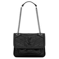Saint Laurent Niki V dygsniuota odinė mini rankinė su magnetiniu užsegimu Moteriškos rankinės Juoda 823951-0EN04-1000 Basic Set (Bag+Dust Bag) gray