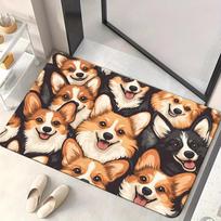 1pc Corgi Dog Pattern Doormat Non-Slip Absorbent Microfiber Rug for Bedroom Living Room Entryway Outdoor 40x60cm