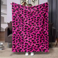 Rožinis leopardo rašto pūkuotas pledas, šiltas ir patogus pledas sofai, lovai, sofai, stovyklavimui, geriausia dovana. 75x90cm pink